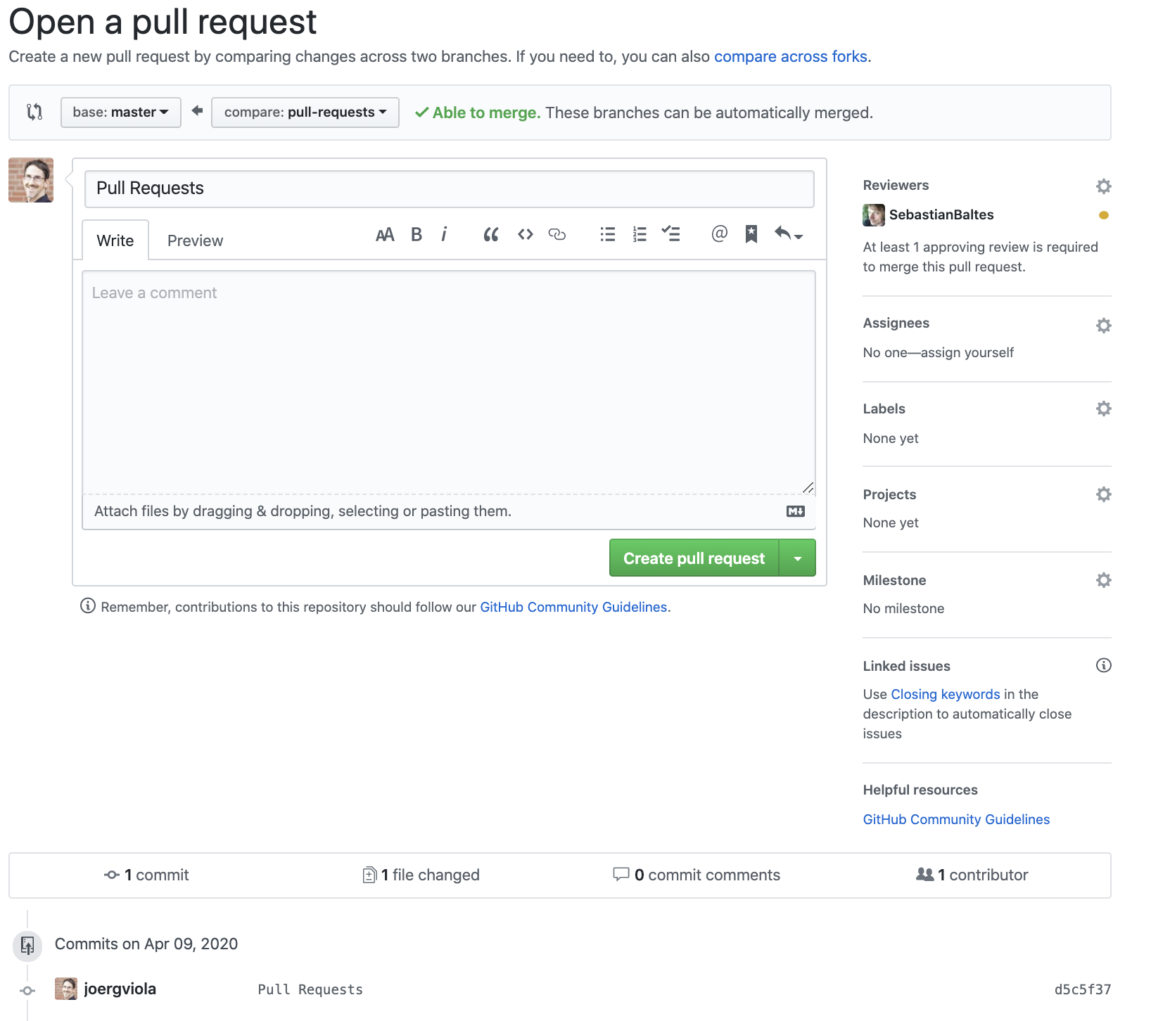 Neuer Github Pull Request
