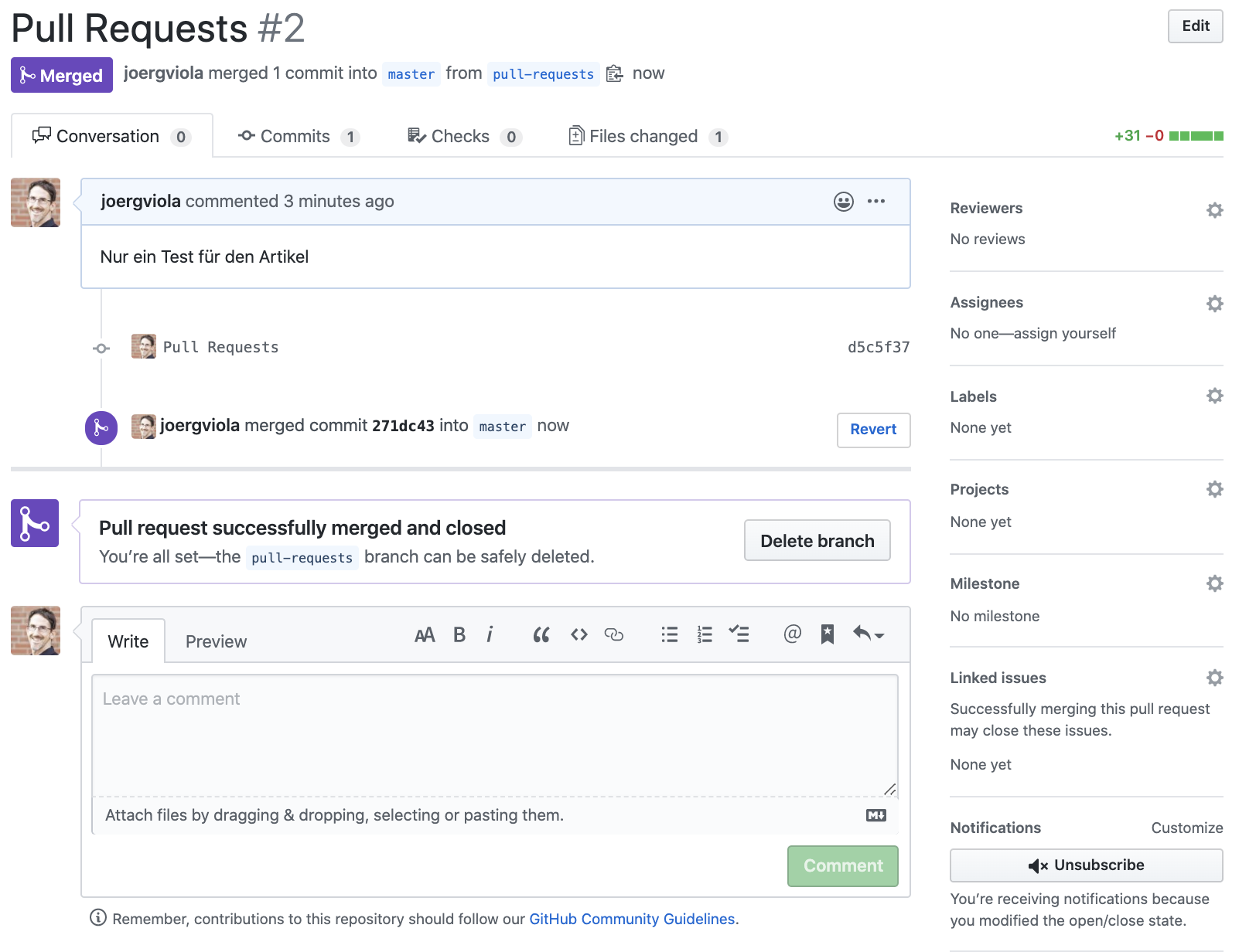 Github Pull Request gemerged
